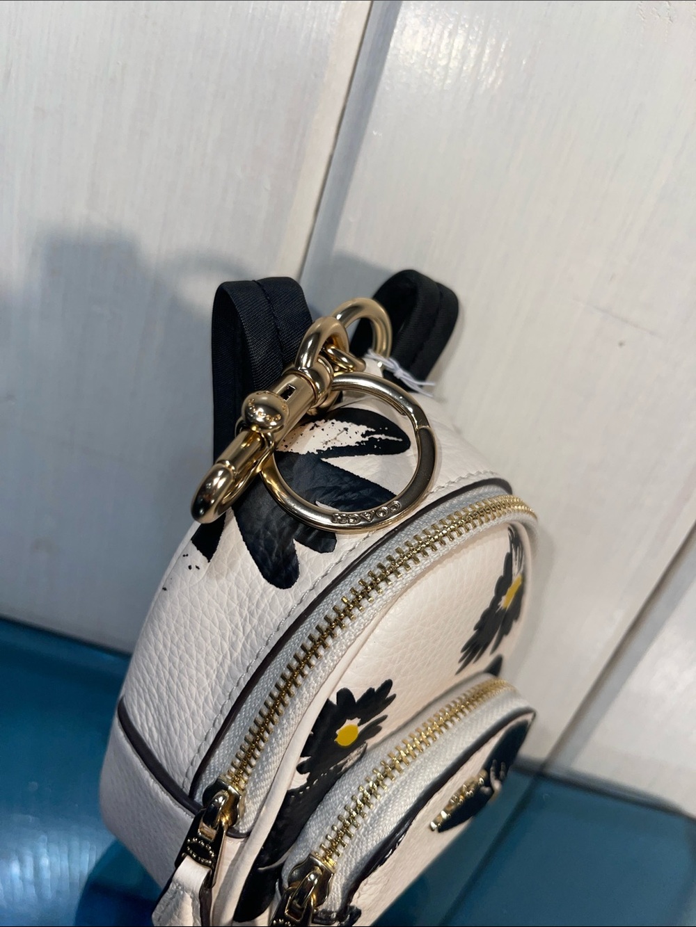 Coach Mini Court Backpack Bag Charm With Floral Print NWT CZ605 - Picture 4 of 5
